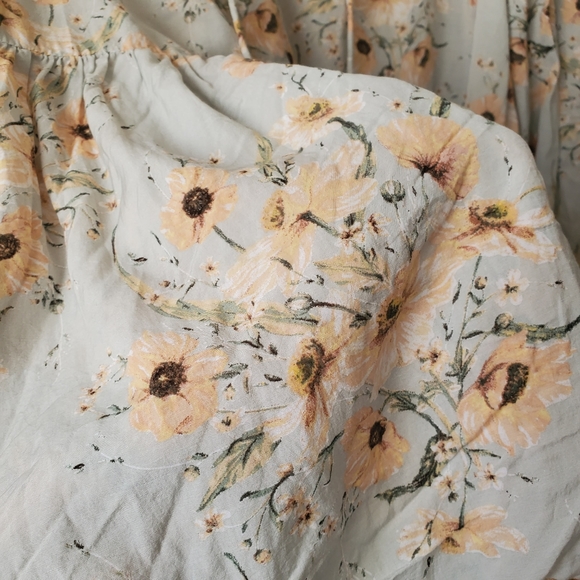 H&M Mint Green Sunflower Boho Flowy Tunic Dress Womens 6 - Picture 7 of 10